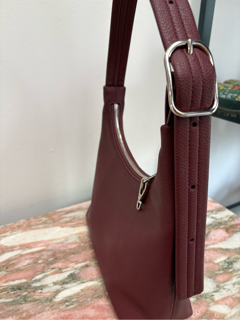 BAGGU Burgundy Leather Shoulder Bag - Picture 2 of 4